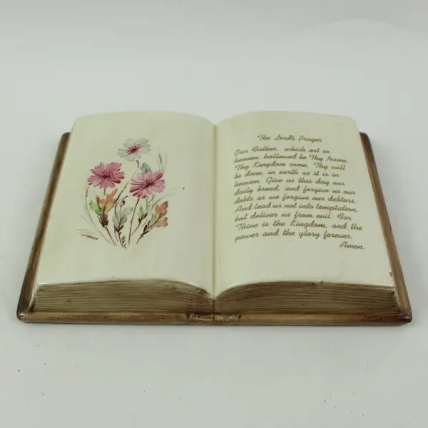 Lord's Prayer Open Book Floral Decorative Plaque