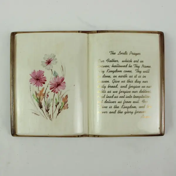 Lord's Prayer Open Book Floral Decorative Plaque