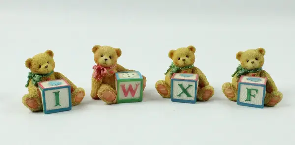 Enesco Cherished Teddies ABC Block Bear Figurines Set of 4