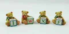 Enesco Cherished Teddies ABC Block Bear Figurines Set of 4