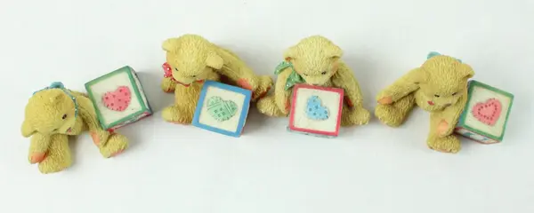 Lot of 4 Enesco Cherished Teddies Bear Figurines Letter Blocks Y U Q T