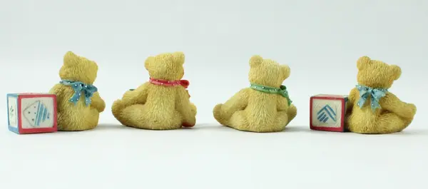 Lot of 4 Enesco Cherished Teddies Bear Figurines Letter Blocks Y U Q T