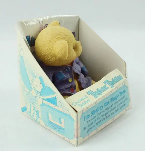 Enesco Toybox Teddies Shelby The Shape Bear Squeaky Toy 1998 354155