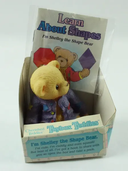 Enesco Toybox Teddies Shelby The Shape Bear Squeaky Toy 1998 354155
