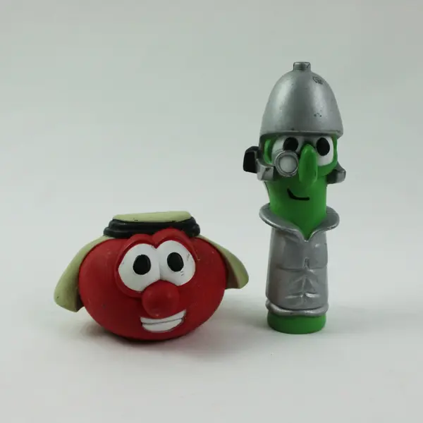 Lot of 2 VeggieTales Josh & The Big Wall Playset 2pc Figures Used