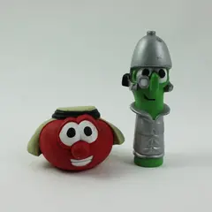 Lot of 2 VeggieTales Josh & The Big Wall Playset 2pc Figures Used