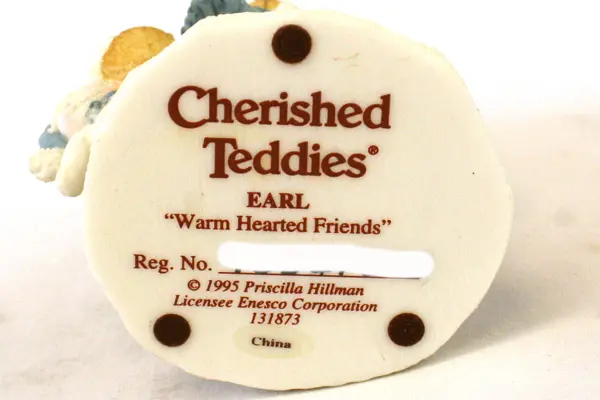 Enesco Cherished Teddies Earl Warm Hearted Friends 1995 Figurine Box