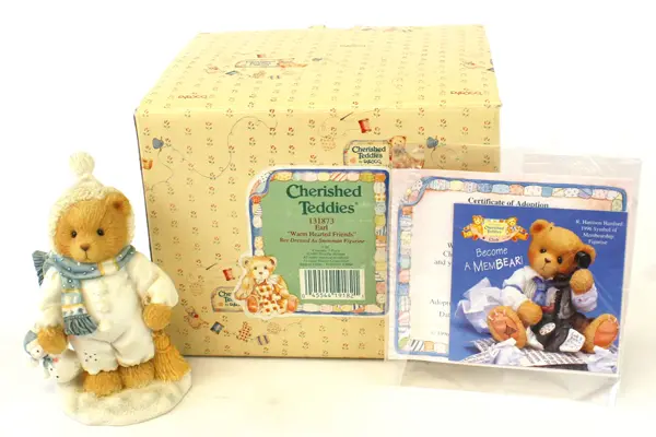 Enesco Cherished Teddies Earl Warm Hearted Friends 1995 Figurine Box