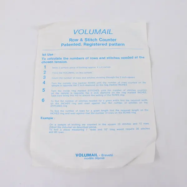 Vintage Volumail Perlac Knitting Calculator Wheel With Instructions