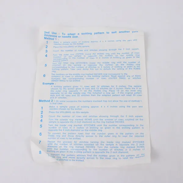 Vintage Volumail Perlac Knitting Calculator Wheel With Instructions