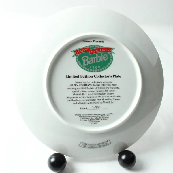 Enesco Barbie Happy Holidays 1988 Limited Edition Collector Plate #154180