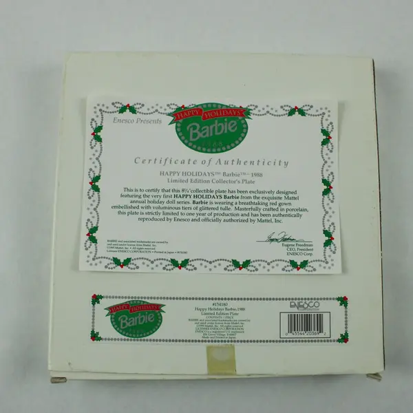 Enesco Barbie Happy Holidays 1988 Limited Edition Collector Plate #154180