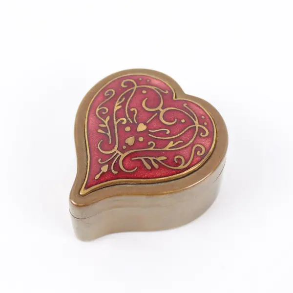 MMA 1985 Vintage Heart Shaped Red Enamel Jewelry Trinket Box 