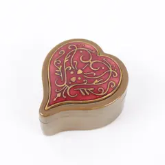 MMA 1985 Vintage Heart Shaped Red Enamel Jewelry Trinket Box 
