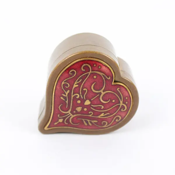 MMA 1985 Vintage Heart Shaped Red Enamel Jewelry Trinket Box 