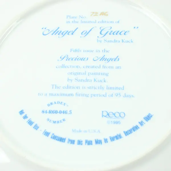 Sandra Kuck Precious Angels Angel of Grace Collector Plate 9 Inch