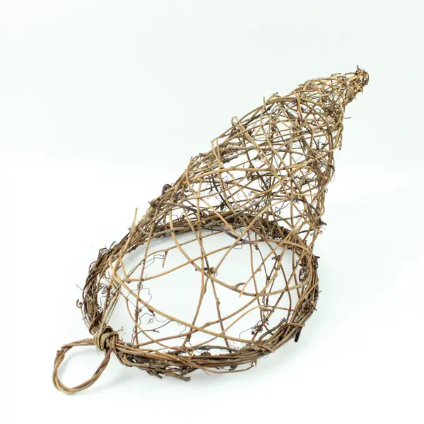 Natural Grapevine Cornucopia Basket Handwoven Rustic Open Lattice
