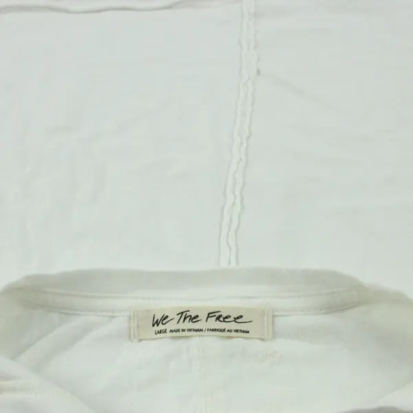We The Free Women's White Cotton Short Sleeve T-Shirt Large