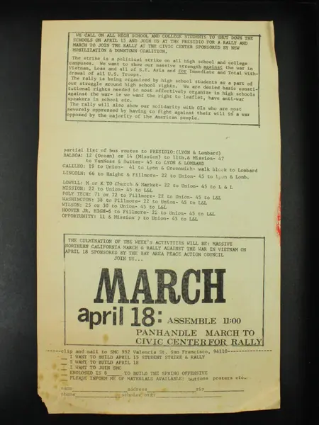 1967 San Francisco Student Strike Rally Poster High School Bill of Rights