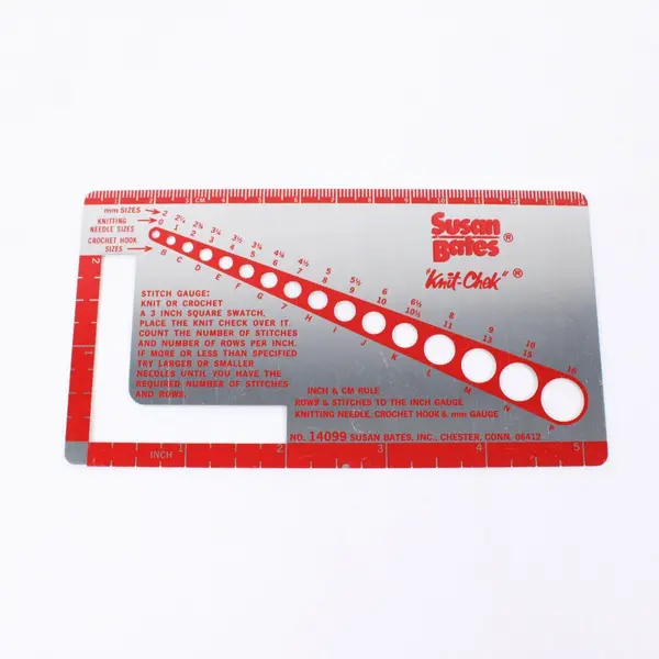 Susan Bates Knit-Check Aluminum Knitting Gauge Ruler No. 14099 USA