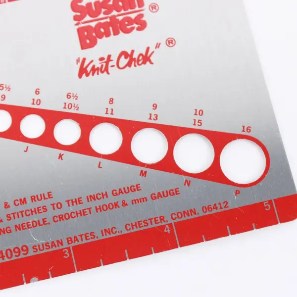 Susan Bates Knit-Check Aluminum Knitting Gauge Ruler No. 14099 USA
