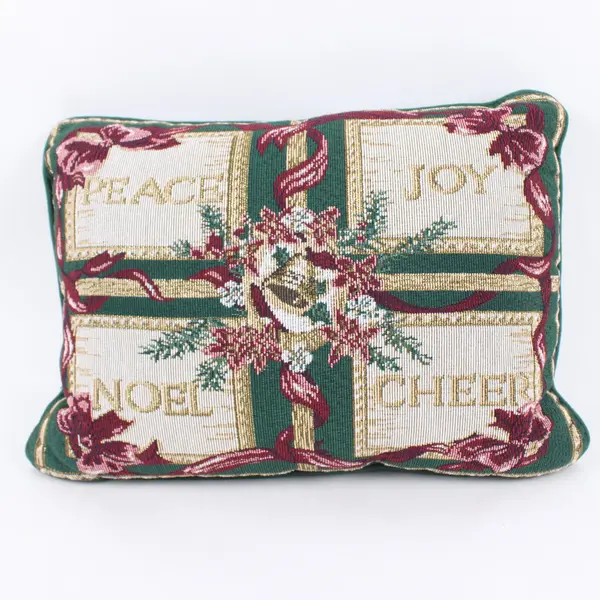 Vintage Christmas Cushion: Peace/Joy/Noel/Cheer 16x11"