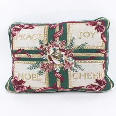 Vintage Christmas Cushion: Peace/Joy/Noel/Cheer 16x11"