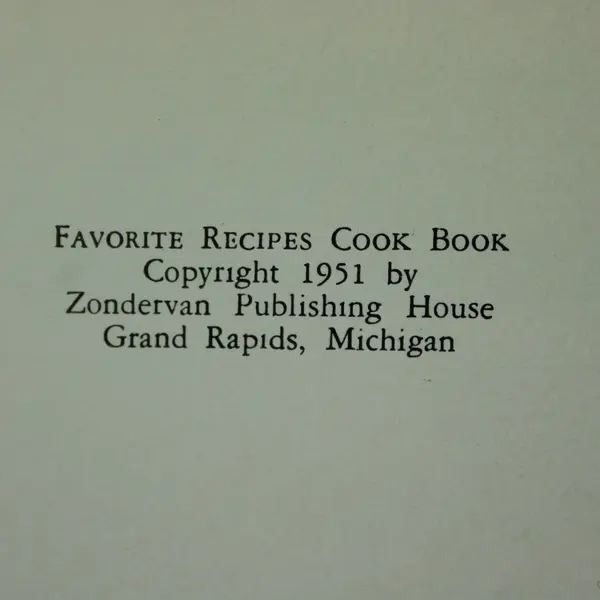 1951 Favorite Recipes Cook Book Lora Lee Parrott Hardcover Illustrated
