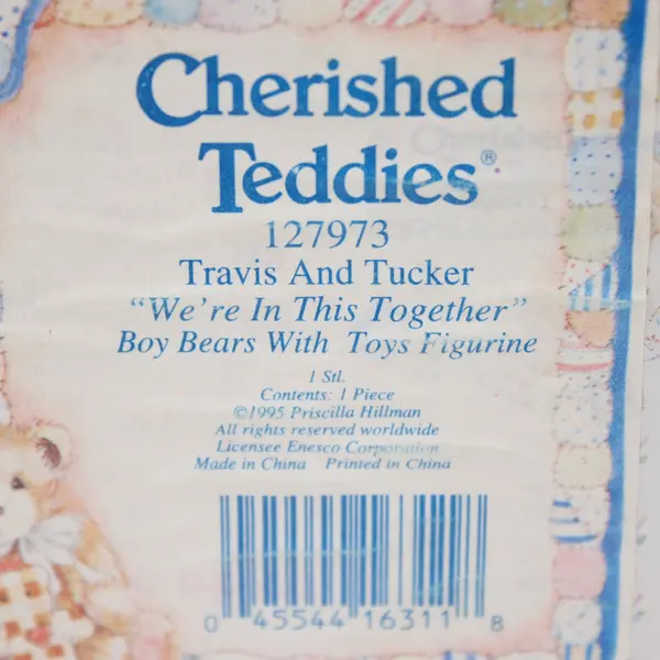 Cherished Teddies Enesco Travis & Tucker We're In This Together 1995 #127973