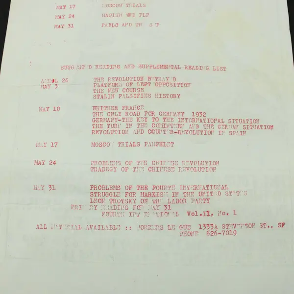 Trotskyism Class Series Flyer Political Handbill SF State College Workers League