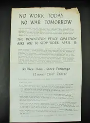 1970s Vietnam War Antiwar Flyer Downtown Peace Coalition San Francisco 