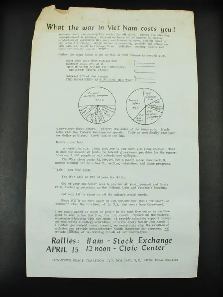 1970s Vietnam War Antiwar Flyer Downtown Peace Coalition San Francisco 