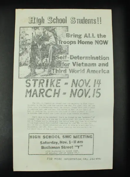 1969 Vietnam War Antiwar High School Strike Poster November San Francisco 