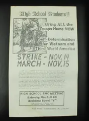 1969 Vietnam War Antiwar High School Strike Poster November San Francisco 
