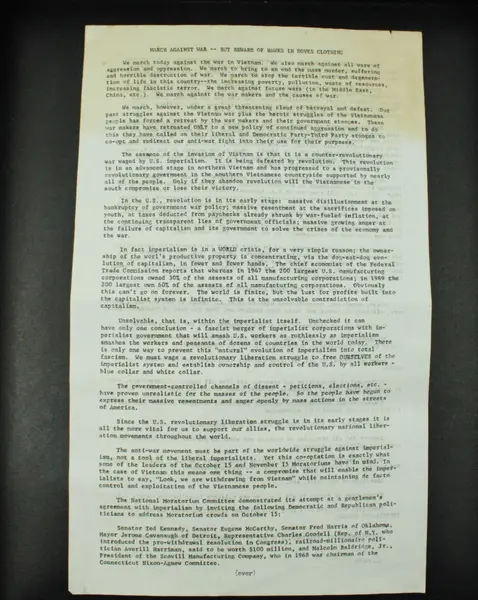 1969 Anti-Imperialist Coalition Oakland Vietnam War Antiwar Flyer