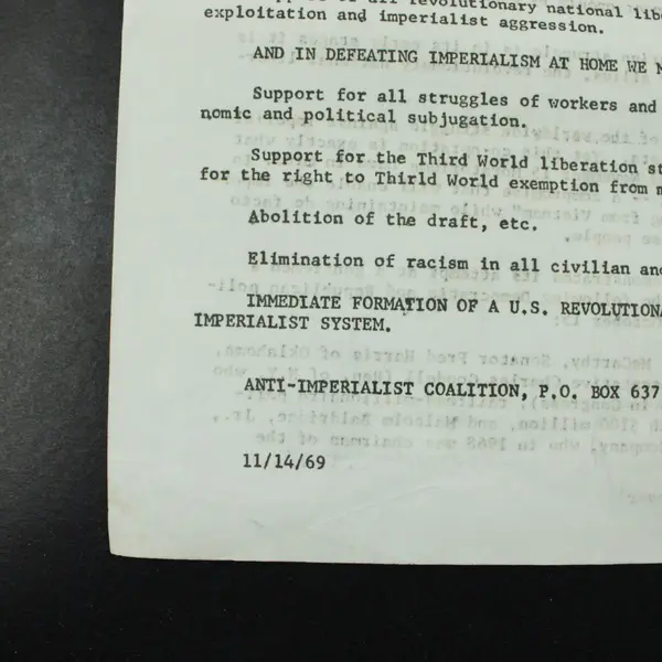 1969 Anti-Imperialist Coalition Oakland Vietnam War Antiwar Flyer