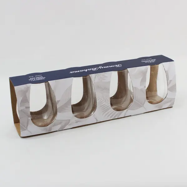 Set of 4 Tommy Bahama Smoky 16.5 Oz Stemless Wine Glasses NIB