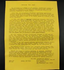 Vintage United Farm Workers Pesticide Fact Sheet Flyer SF Boycott California 