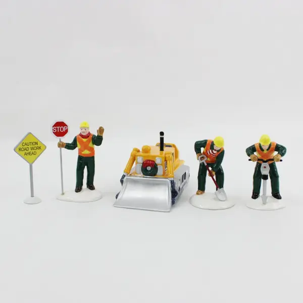 Department 56 Snow Village Men at Work 5-Piece Set #54894 Retired 1998