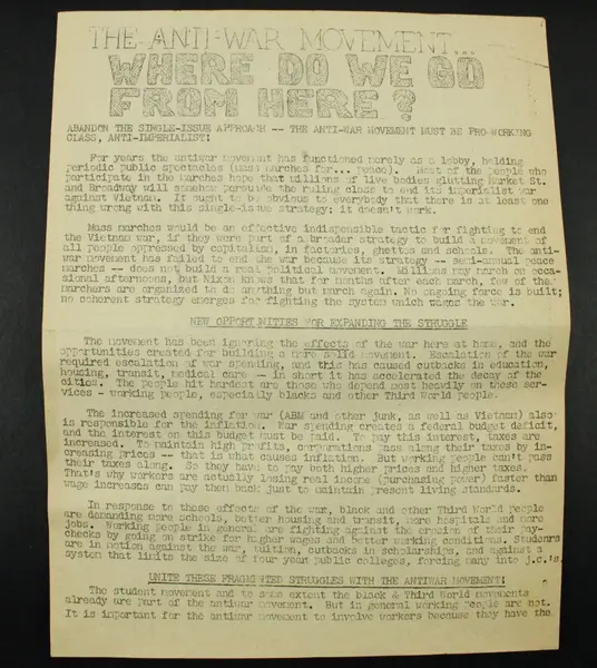 The Anti-War Movement 1969 Handbill Pamphlet Bay Area International Socialists 