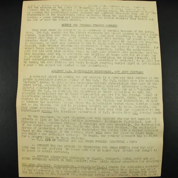 The Anti-War Movement 1969 Handbill Pamphlet Bay Area International Socialists 
