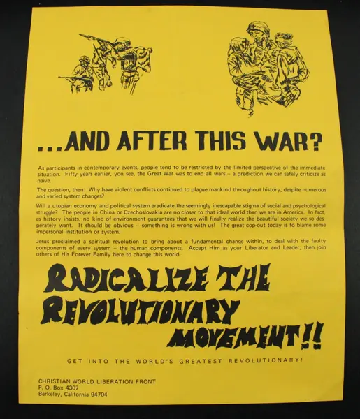 Christian World Liberation Front Anti-War Flyer Berkeley California 