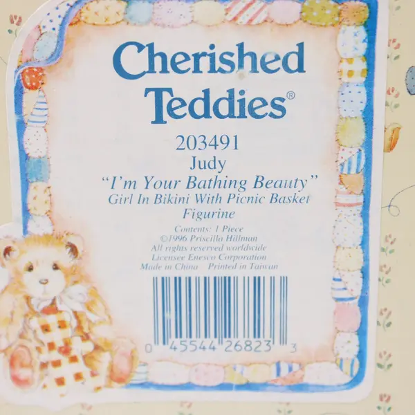 Enesco Cherished Teddies Judy 203491 Bathing Beauty Figurine