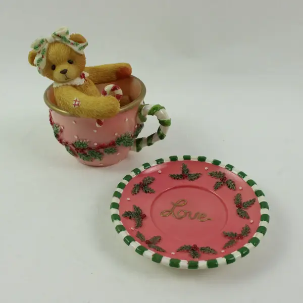 Cherished Teddies JoAnn 269840 Cup Full of Love Mug Figurine & Mini Plate Boxed