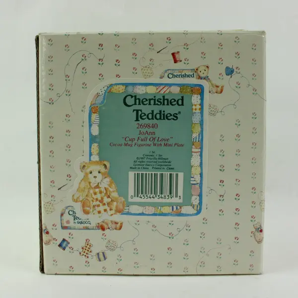 Cherished Teddies JoAnn 269840 Cup Full of Love Mug Figurine & Mini Plate Boxed