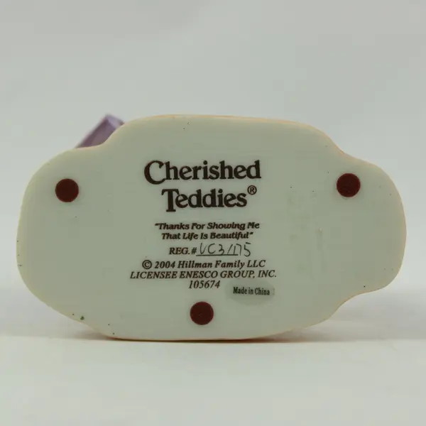 Cherished Teddies 105674 Girl Purple Dress Figurine Enesco 2004