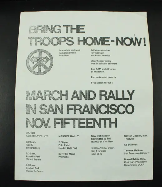 1969 Anti-Vietnam War Protest Poster San Francisco March Rally Nov 15