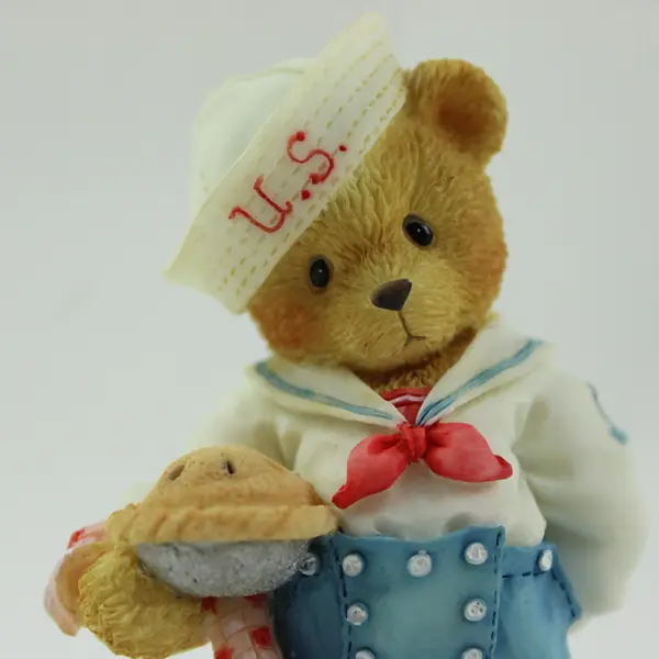 Enesco Cherished Teddies #202444 USA Boy Bear Apple Pie Figurine
