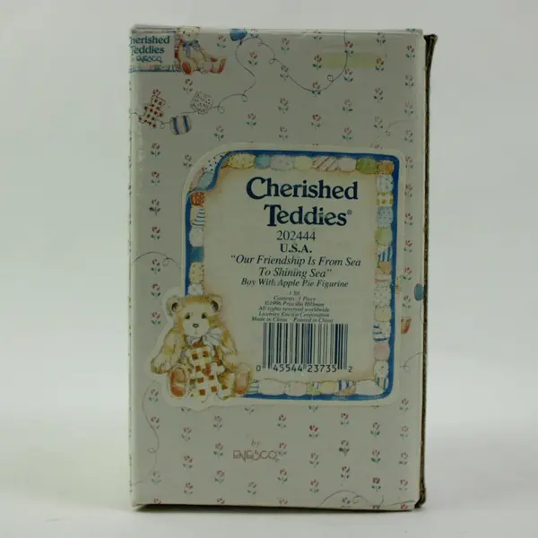 Enesco Cherished Teddies #202444 USA Boy Bear Apple Pie Figurine