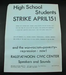 1967 High School Students Strike April 15 Vietnam Protest Flyer San Francisco